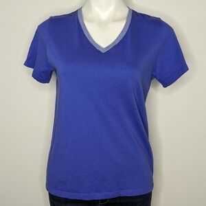 Bombas blue 100% pima cotton v neck short sleeve shirt S